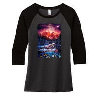 Cosmic Fantasy Unicorns In Another World Women's Tri-Blend 3/4-Sleeve Raglan Shirt