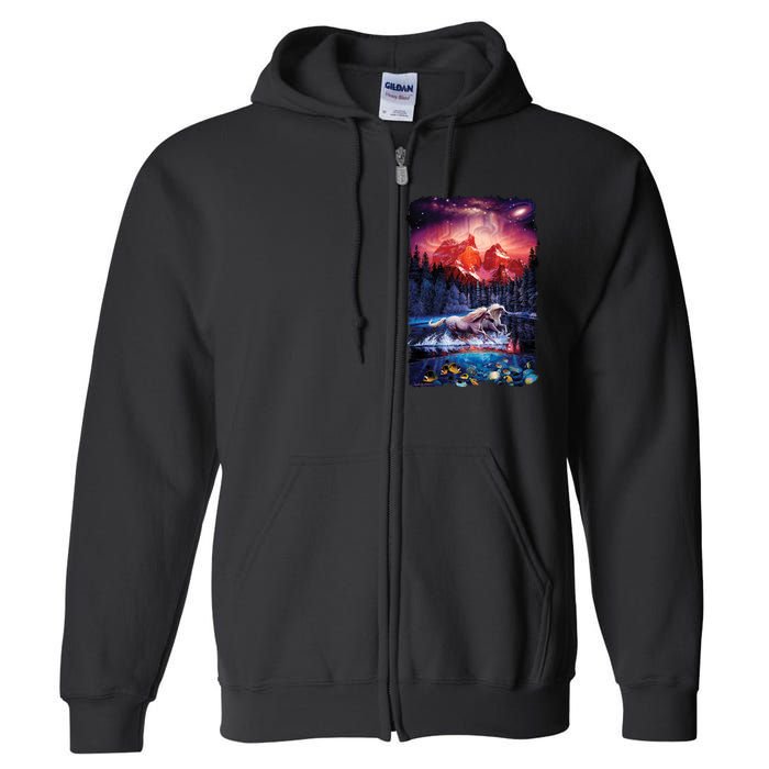 Cosmic Fantasy Unicorns In Another World Full Zip Hoodie