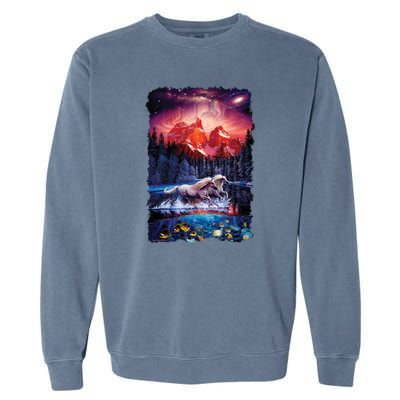 Cosmic Fantasy Unicorns In Another World Garment-Dyed Sweatshirt