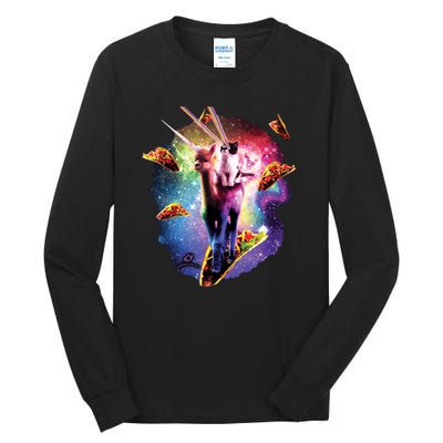 Cosmic Laser Cat Riding Alpacacorn Shooting Tacos Tall Long Sleeve T-Shirt