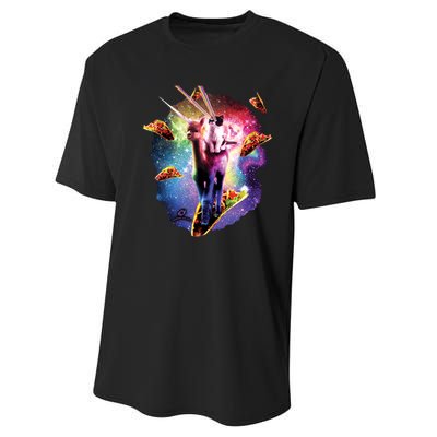 Cosmic Laser Cat Riding Alpacacorn Shooting Tacos Performance Sprint T-Shirt