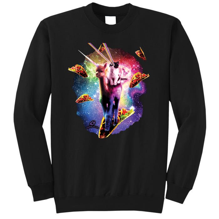 Cosmic Laser Cat Riding Alpacacorn Shooting Tacos Tall Sweatshirt