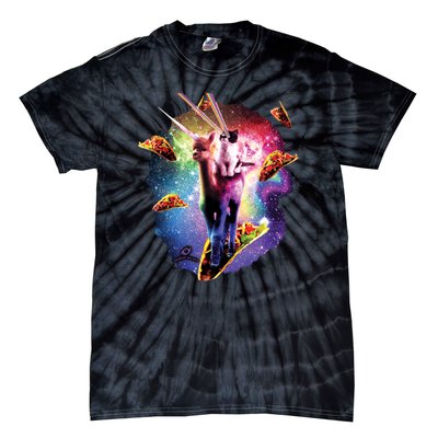 Cosmic Laser Cat Riding Alpacacorn Shooting Tacos Tie-Dye T-Shirt