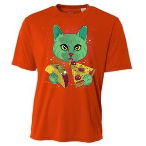 Cosmic Pizza Taco Space Cat Cooling Performance Crew T-Shirt