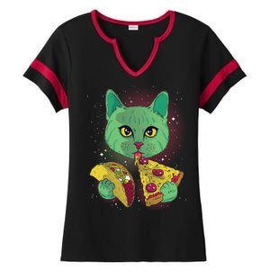 Cosmic Pizza Taco Space Cat Ladies Halftime Notch Neck Tee