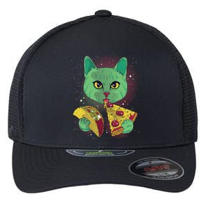 Cosmic Pizza Taco Space Cat Flexfit Unipanel Trucker Cap