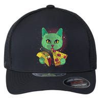 Cosmic Pizza Taco Space Cat Flexfit Unipanel Trucker Cap