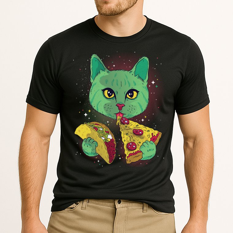 Cosmic Pizza Taco Space Cat Performance Shirt