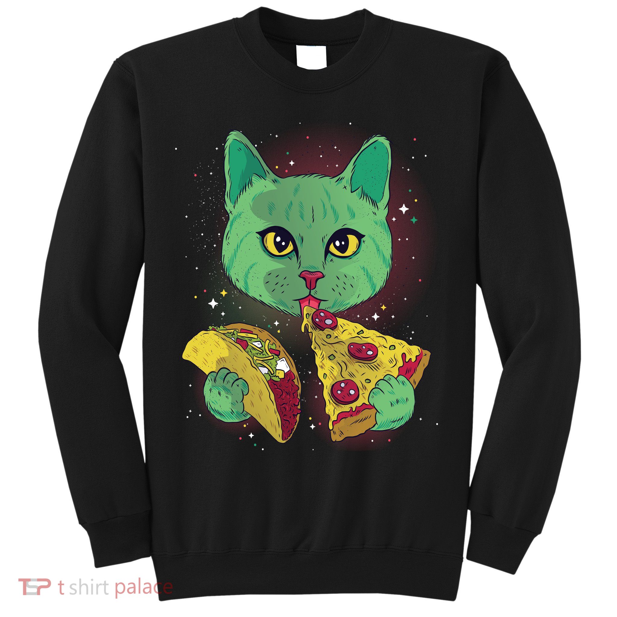 Cosmic Pizza Taco Space Cat Sweatshirt