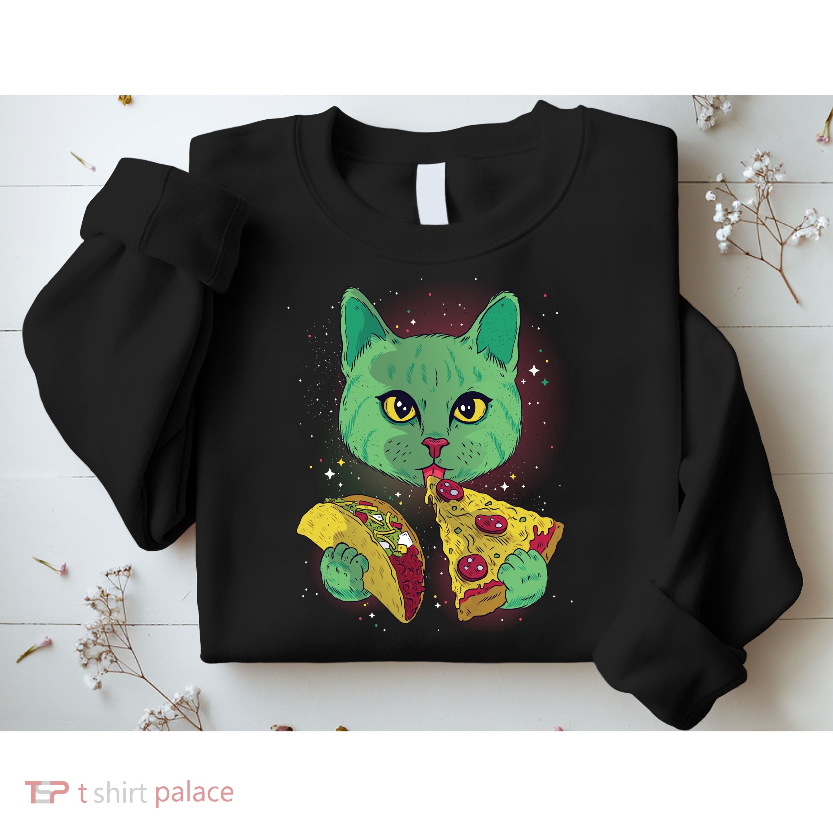 Cosmic Pizza Taco Space Cat Sweatshirt