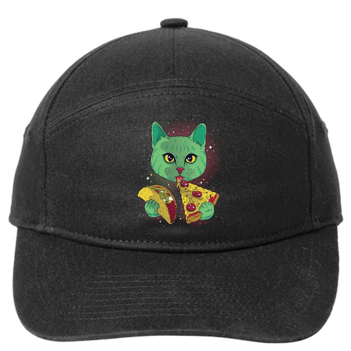 Cosmic Pizza Taco Space Cat 7-Panel Snapback Hat