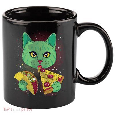Cosmic Pizza Taco Space Cat 11oz C Handle Ceramic Mug