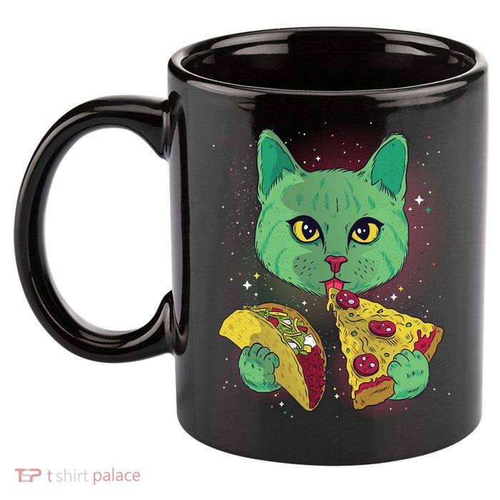Cosmic Pizza Taco Space Cat 11oz C Handle Ceramic Mug