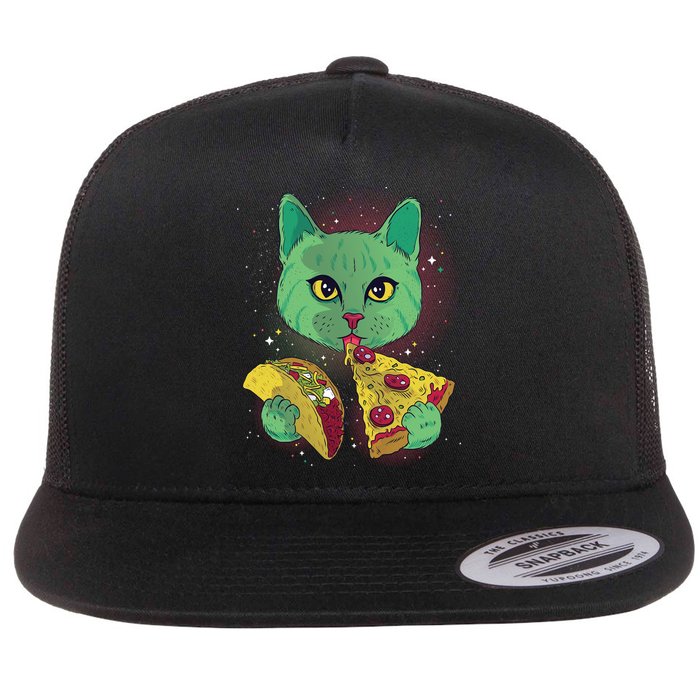 Cosmic Pizza Taco Space Cat Flatbill Hat