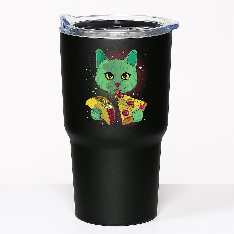 Cosmic Pizza Taco Space Cat Tumbler