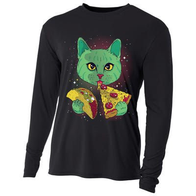 Cosmic Pizza Taco Space Cat Cooling Performance Long Sleeve Crew