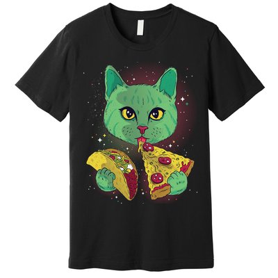 Cosmic Pizza Taco Space Cat Premium T-Shirt