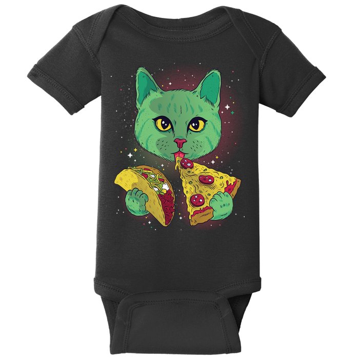 Cosmic Pizza Taco Space Cat Baby Bodysuit