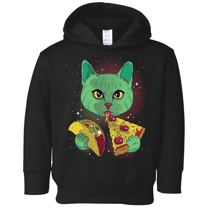Cosmic Pizza Taco Space Cat Toddler Hoodie