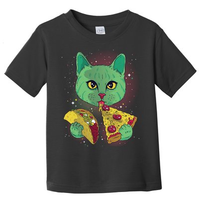 Cosmic Pizza Taco Space Cat Toddler T-Shirt