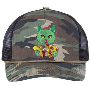 Cosmic Pizza Taco Space Cat Retro Rope Trucker Hat Cap