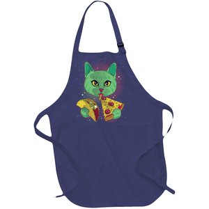 Cosmic Pizza Taco Space Cat Full-Length Apron With Pockets