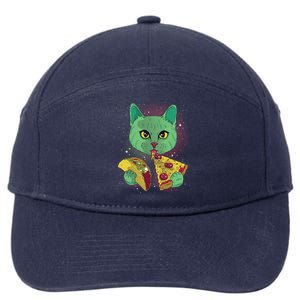 Cosmic Pizza Taco Space Cat 7-Panel Snapback Hat