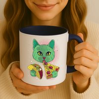 Cosmic Pizza Taco Space Cat Mug