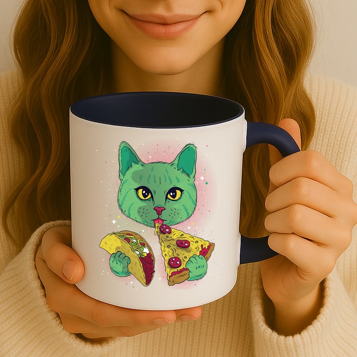 Cosmic Pizza Taco Space Cat Mug