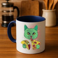 Cosmic Pizza Taco Space Cat Mug