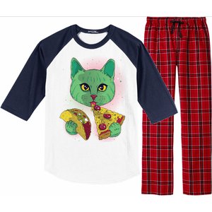 Cosmic Pizza Taco Space Cat Raglan Sleeve Pajama Set