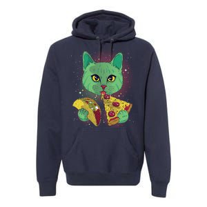 Cosmic Pizza Taco Space Cat Premium Hoodie