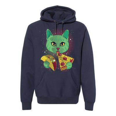 Cosmic Pizza Taco Space Cat Premium Hoodie