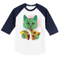 Cosmic Pizza Taco Space Cat Baseball Sleeve Shirt