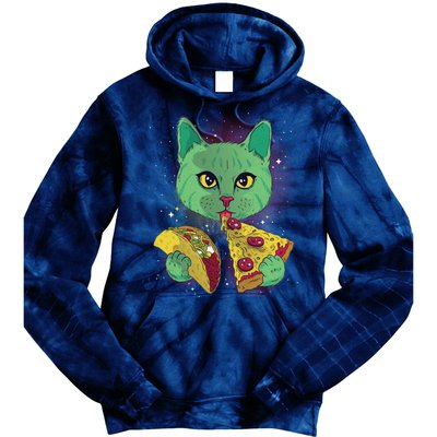 Cosmic Pizza Taco Space Cat Tie Dye Hoodie