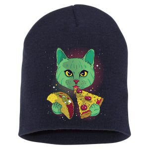 Cosmic Pizza Taco Space Cat Short Acrylic Beanie