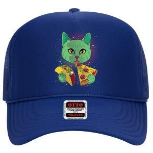 Cosmic Pizza Taco Space Cat High Crown Mesh Back Trucker Hat