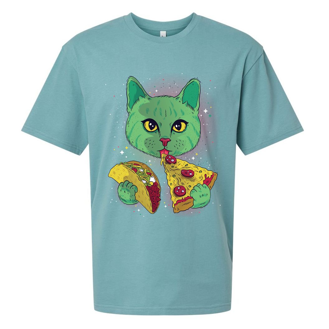 Cosmic Pizza Taco Space Cat Sueded Cloud Jersey T-Shirt