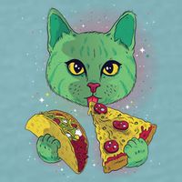 Cosmic Pizza Taco Space Cat Sueded Cloud Jersey T-Shirt