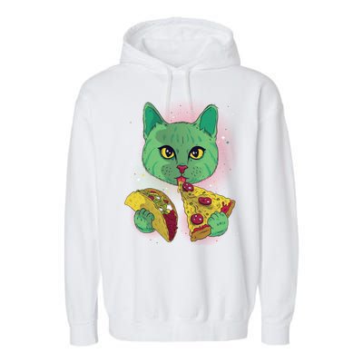 Cosmic Pizza Taco Space Cat Garment-Dyed Fleece Hoodie