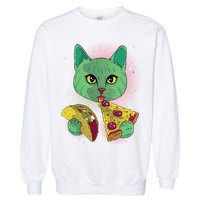 Cosmic Pizza Taco Space Cat Garment-Dyed Sweatshirt