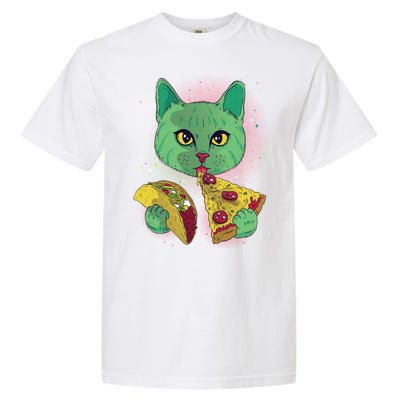 Cosmic Pizza Taco Space Cat Garment-Dyed Heavyweight T-Shirt