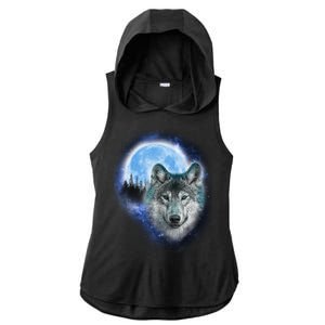 Cosmic Wolf  Ladies PosiCharge Tri-Blend Wicking Draft Hoodie Tank