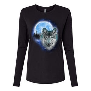 Cosmic Wolf  Womens Cotton Relaxed Long Sleeve T-Shirt