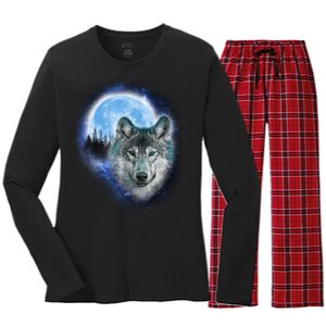 Cosmic Wolf  Women's Long Sleeve Flannel Pajama Set 