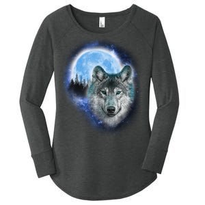 Cosmic Wolf  Women's Perfect Tri Tunic Long Sleeve Shirt