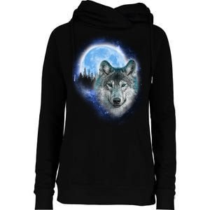 Cosmic Wolf  Womens Funnel Neck Pullover Hood