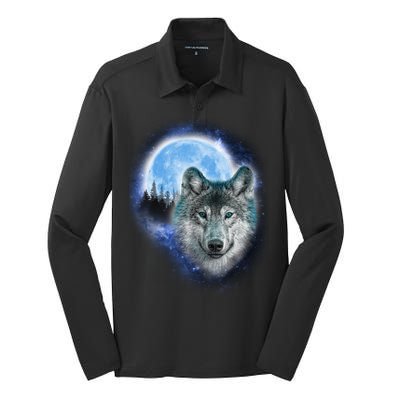 Cosmic Wolf  Silk Touch Performance Long Sleeve Polo