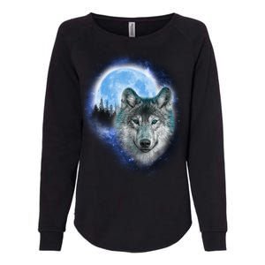 Cosmic Wolf  Womens California Wash Sweatshirt