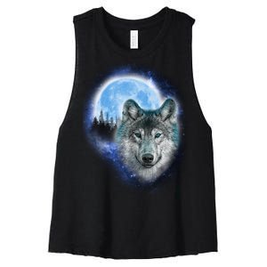 Cosmic Wolf  Women's Racerback Cropped Tank